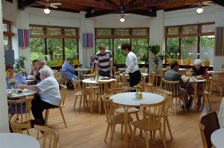 Relaxing in the Corris Craft Centre Café